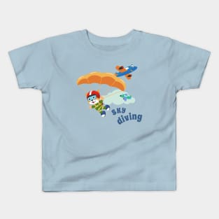 Vector illustration of a cute skydiver. Kids T-Shirt